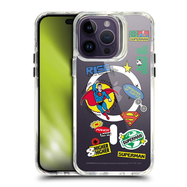 Superman DC Comics Logos and Comics Icons SHOCKPROOF BUMPER CASE COMPATIBLE WITH Apple iPhone 14 Pro Max & MAGSAFE