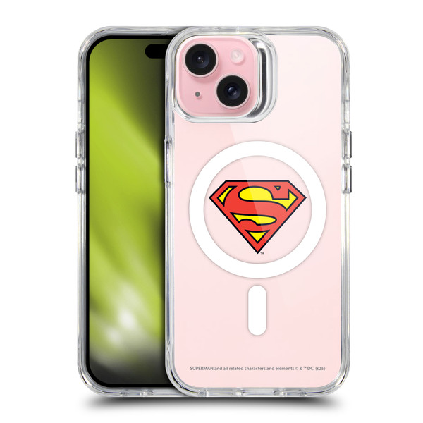Superman DC Comics Logos and Comics Classic SHOCKPROOF BUMPER CASE COMPATIBLE WITH Apple iPhone 15 & MAGSAFE
