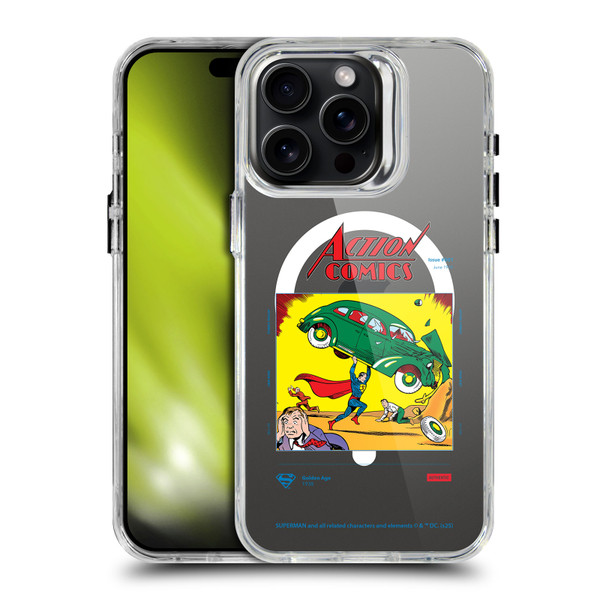 Superman DC Comics Logos and Comics Vintage SHOCKPROOF BUMPER CASE COMPATIBLE WITH Apple iPhone 15 Pro Max & MAGSAFE