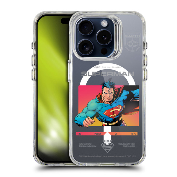 Superman DC Comics Logos and Comics Gradient SHOCKPROOF BUMPER CASE COMPATIBLE WITH Apple iPhone 15 Pro & MAGSAFE
