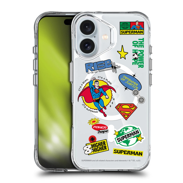 Superman DC Comics Logos and Comics Icons SHOCKPROOF BUMPER CASE COMPATIBLE WITH Apple iPhone 16 & MAGSAFE
