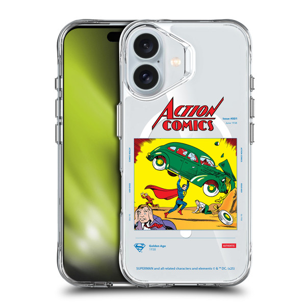 Superman DC Comics Logos and Comics Vintage SHOCKPROOF BUMPER CASE COMPATIBLE WITH Apple iPhone 16 & MAGSAFE