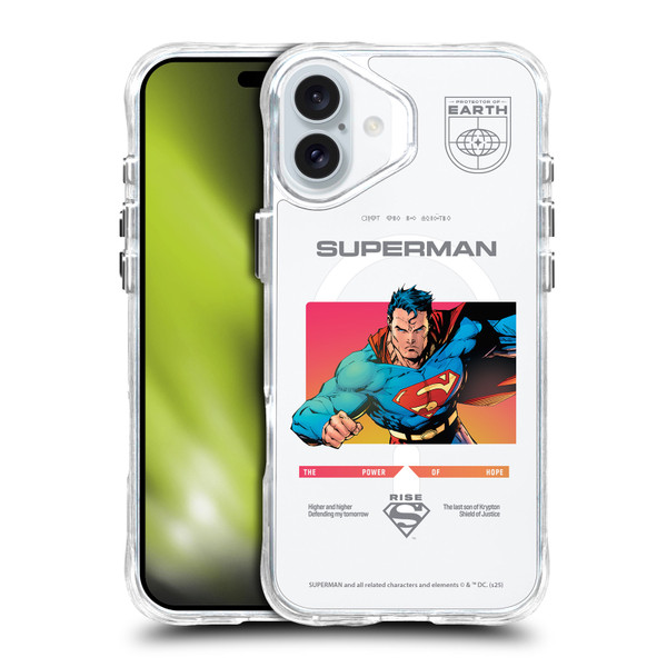 Superman DC Comics Logos and Comics Gradient SHOCKPROOF BUMPER CASE COMPATIBLE WITH Apple iPhone 16 Plus & MAGSAFE