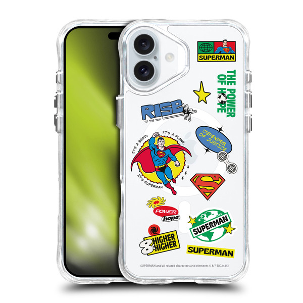 Superman DC Comics Logos and Comics Icons SHOCKPROOF BUMPER CASE COMPATIBLE WITH Apple iPhone 16 Plus & MAGSAFE