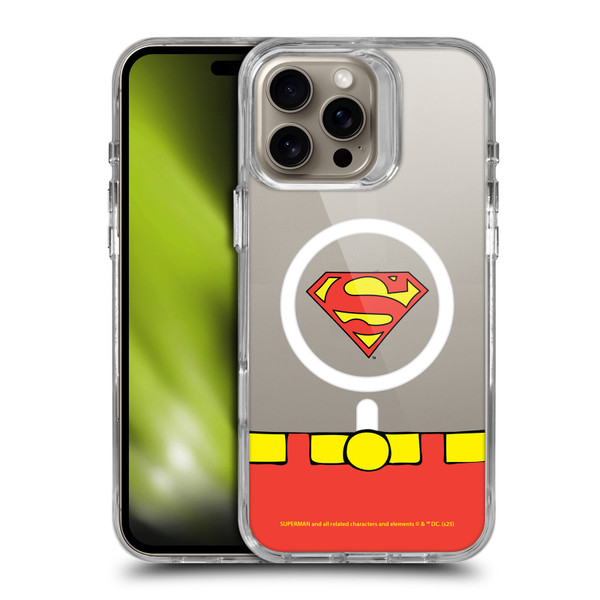 Superman DC Comics Logos and Comics Costume SHOCKPROOF BUMPER CASE COMPATIBLE WITH Apple iPhone 16 Pro Max & MAGSAFE