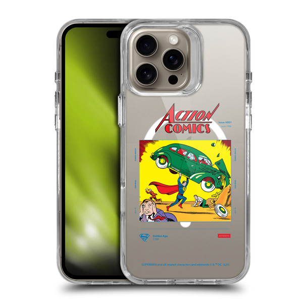 Superman DC Comics Logos and Comics Vintage SHOCKPROOF BUMPER CASE COMPATIBLE WITH Apple iPhone 16 Pro Max & MAGSAFE