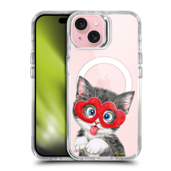 Kayomi Harai Animals Silly Kitten SHOCKPROOF BUMPER CASE COMPATIBLE WITH Apple iPhone 15 & MAGSAFE