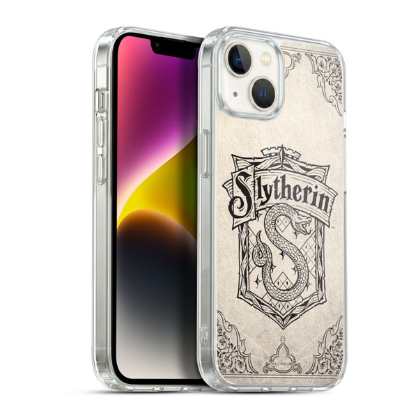 Harry Potter Sorcerer's Stone I Slytherin Parchment Soft Gel Case for Apple iPhone 14 Plus & MagSafe