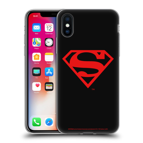 Superman DC Comics Logos Black And Red Soft Gel Case for Apple iPhone X / iPhone XS & MagSafe