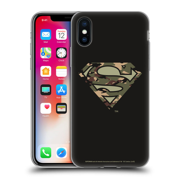 Superman DC Comics Logos Camouflage Soft Gel Case for Apple iPhone X / iPhone XS & MagSafe