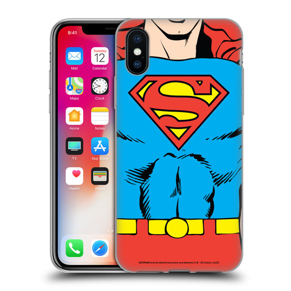 Superman DC Comics Logos Classic Costume Soft Gel Case for Apple iPhone X / iPhone XS & MagSafe