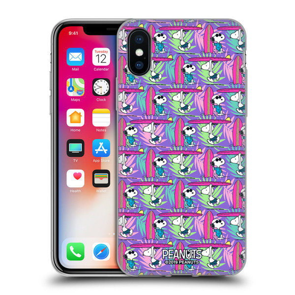 Peanuts Snoopy Aloha Disco Surf Pattern Soft Gel Case for Apple iPhone X / iPhone XS & MagSafe