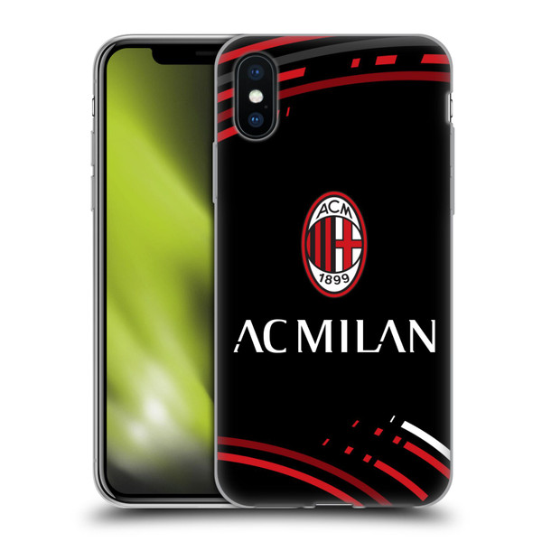 AC Milan Crest Patterns Curved Soft Gel Case for Apple iPhone X / iPhone XS & MagSafe
