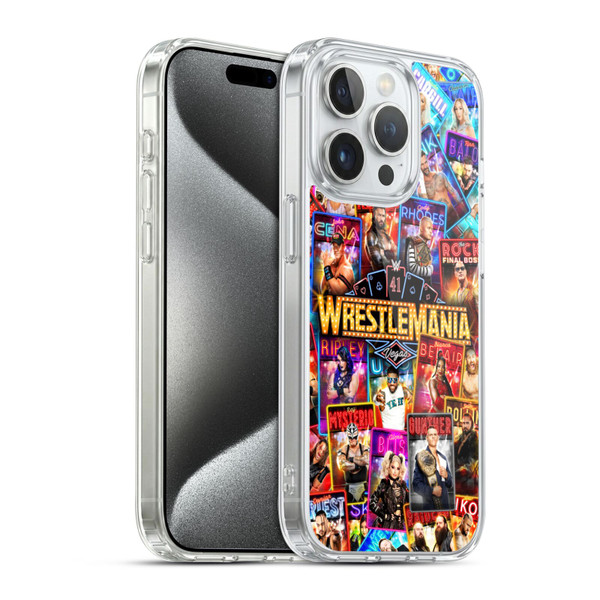 WWE Wrestlemania 41 Key Art Poster Soft Gel Case for Apple iPhone 15 Pro & MagSafe