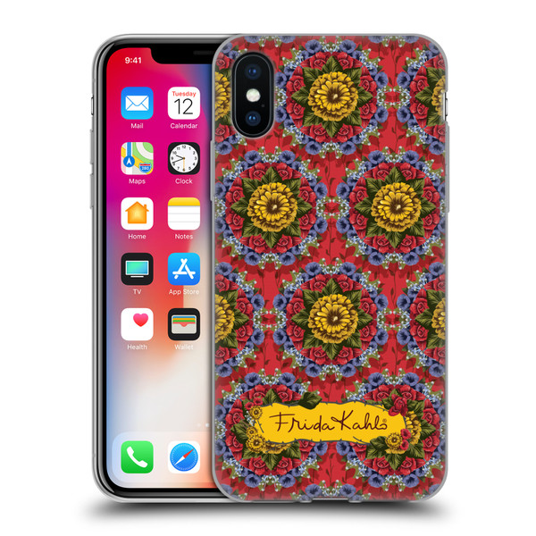 Frida Kahlo Red Florals Mandala Soft Gel Case for Apple iPhone X / iPhone XS & MagSafe