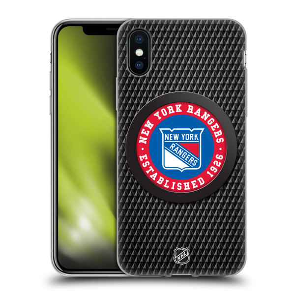 NHL New York Rangers Puck Texture Soft Gel Case for Apple iPhone X / iPhone XS & MagSafe