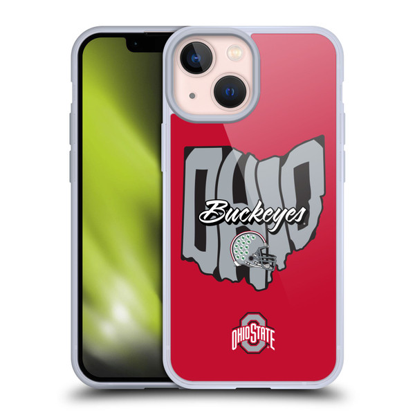 Ohio State University Football Graphics Map Soft Gel Case for Apple iPhone 13 Mini & MagSafe