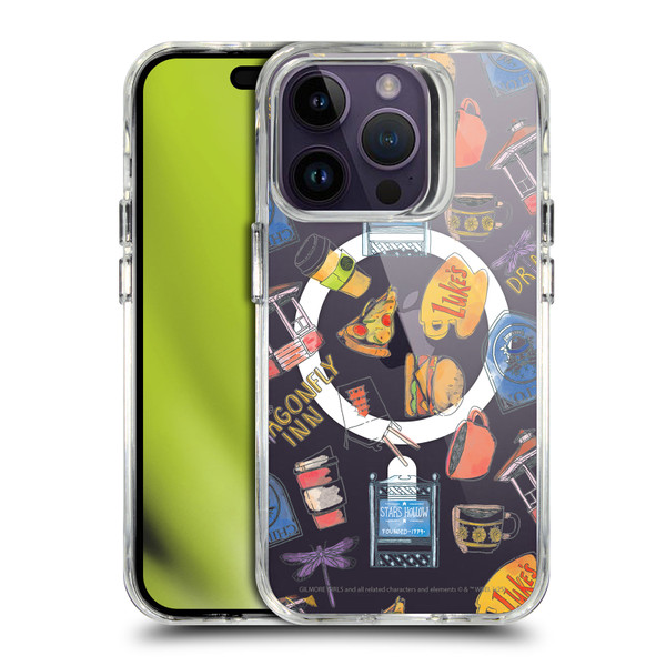 Gilmore Girls Character Icons Cartoon Pattern SHOCKPROOF BUMPER CASE COMPATIBLE WITH Apple iPhone 14 Pro & MAGSAFE