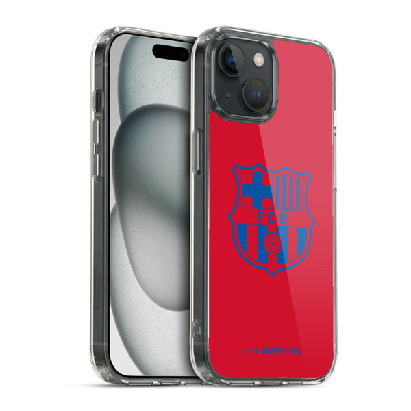 FC Barcelona Crest Patterns Red Soft Gel Case for Apple iPhone 15 & MagSafe