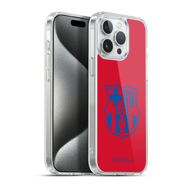 FC Barcelona Crest Patterns Red Soft Gel Case for Apple iPhone 15 Pro Max & MagSafe