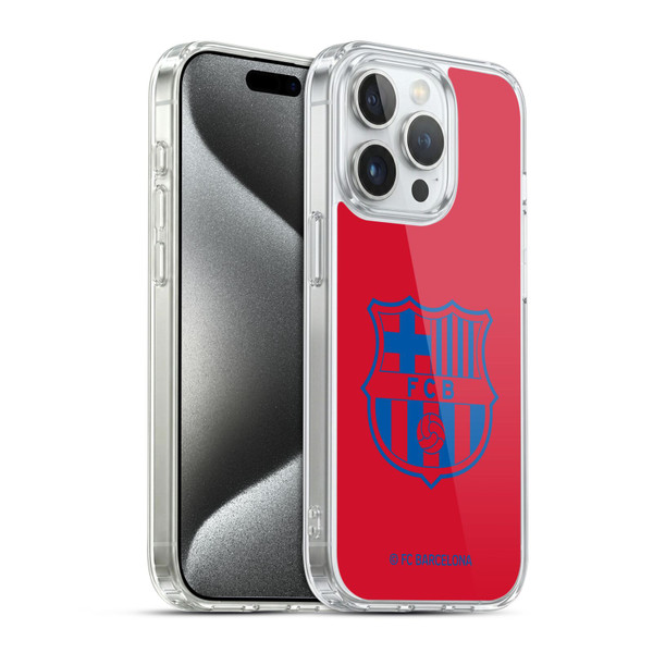 FC Barcelona Crest Patterns Red Soft Gel Case for Apple iPhone 15 Pro & MagSafe