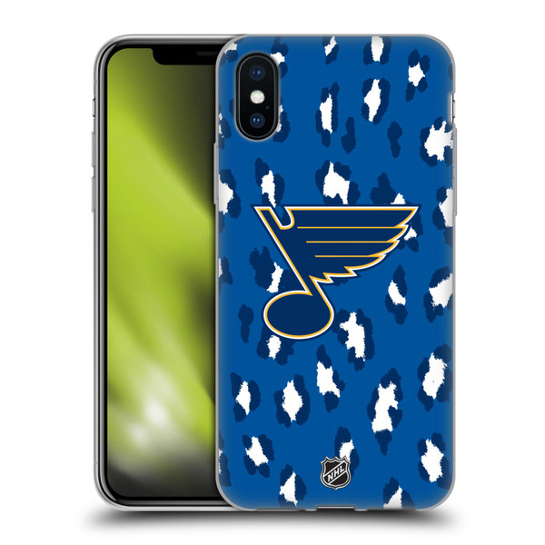 NHL St Louis Blues Leopard Pattern Soft Gel Case for Apple iPhone X / iPhone XS & MagSafe