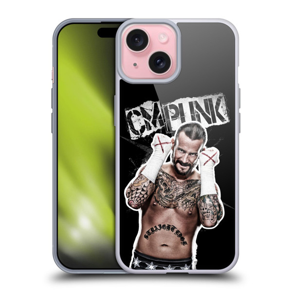 WWE CM Punk Graphics Soft Gel Case for Apple iPhone 15 & MagSafe