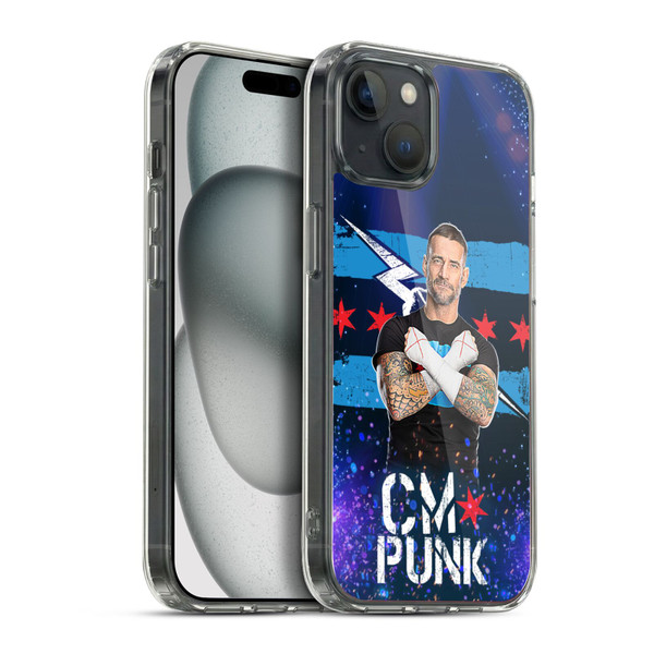 WWE CM Punk Portrait Soft Gel Case for Apple iPhone 15 Plus & MagSafe