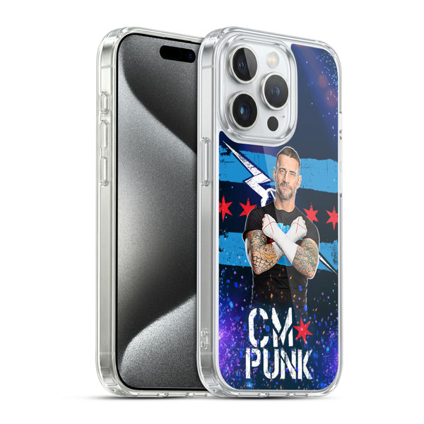 WWE CM Punk Portrait Soft Gel Case for Apple iPhone 15 Pro & MagSafe