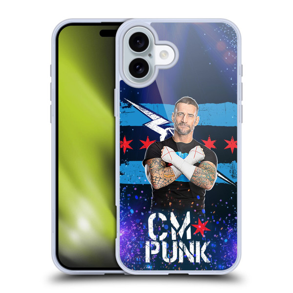 WWE CM Punk Portrait Soft Gel Case for Apple iPhone 16 Plus & MagSafe