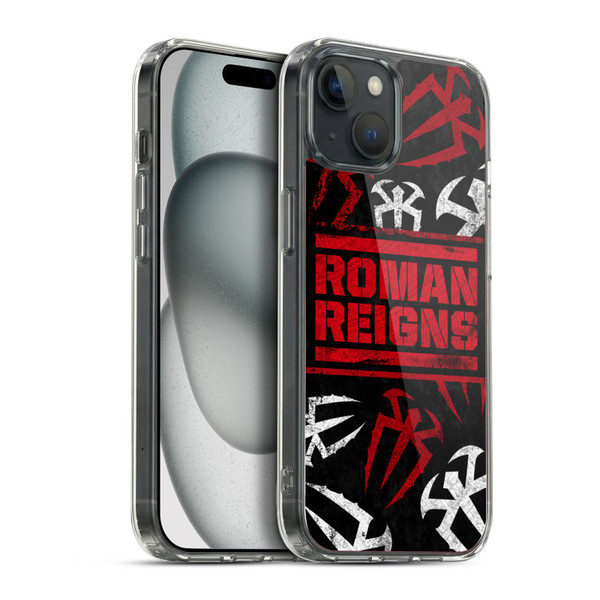 WWE Roman Reigns Logo Pattern Soft Gel Case for Apple iPhone 15 Plus & MagSafe