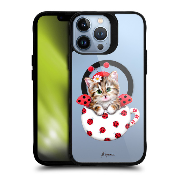 Kayomi Harai Animals Cup Kitty Ladybug BLACK SHOCKPROOF BUMPER CASE COMPATIBLE WITH Apple iPhone 13 Pro Max & MAGSAFE