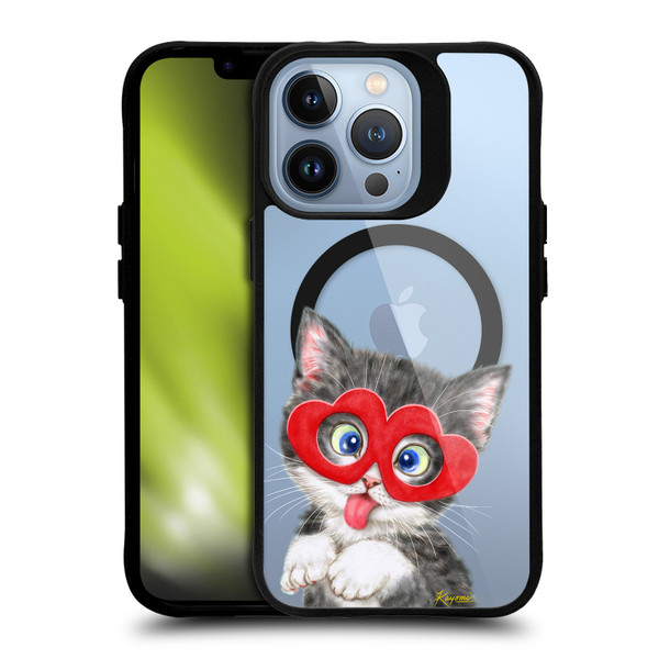Kayomi Harai Animals Silly Kitten BLACK SHOCKPROOF BUMPER CASE COMPATIBLE WITH Apple iPhone 13 Pro & MAGSAFE