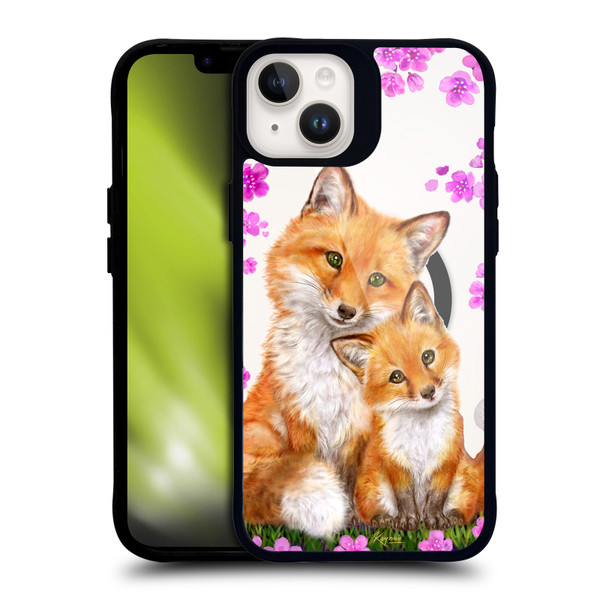 Kayomi Harai Animals Flowery Night Fox BLACK SHOCKPROOF BUMPER CASE COMPATIBLE WITH Apple iPhone 14 Plus & MAGSAFE