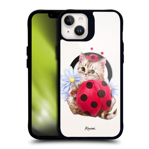 Kayomi Harai Animals Ladybug Cat BLACK SHOCKPROOF BUMPER CASE COMPATIBLE WITH Apple iPhone 14 Plus & MAGSAFE