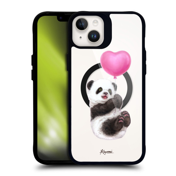 Kayomi Harai Animals Panda Balloon BLACK SHOCKPROOF BUMPER CASE COMPATIBLE WITH Apple iPhone 14 Plus & MAGSAFE