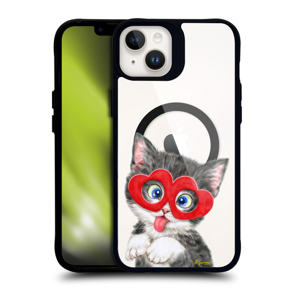 Kayomi Harai Animals Silly Kitten BLACK SHOCKPROOF BUMPER CASE COMPATIBLE WITH Apple iPhone 14 Plus & MAGSAFE