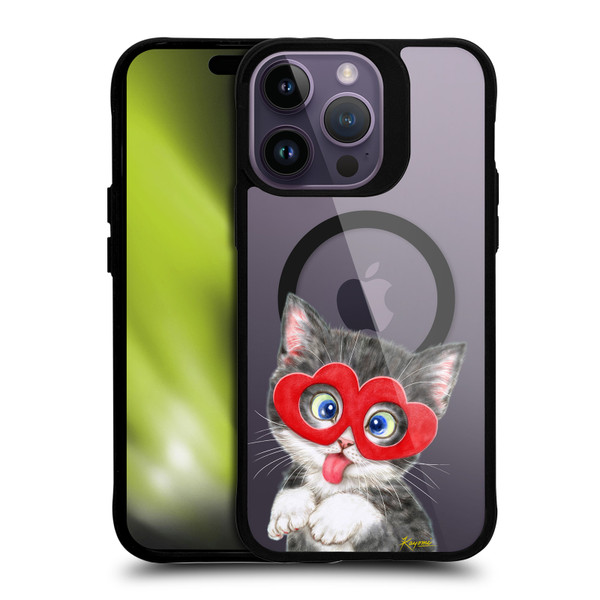 Kayomi Harai Animals Silly Kitten BLACK SHOCKPROOF BUMPER CASE COMPATIBLE WITH Apple iPhone 14 Pro Max & MAGSAFE