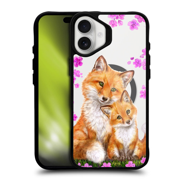 Kayomi Harai Animals Flowery Night Fox BLACK SHOCKPROOF BUMPER CASE COMPATIBLE WITH Apple iPhone 16 Plus & MAGSAFE