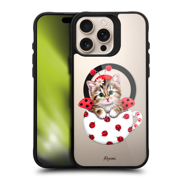 Kayomi Harai Animals Cup Kitty Ladybug BLACK SHOCKPROOF BUMPER CASE COMPATIBLE WITH Apple iPhone 16 Pro Max & MAGSAFE