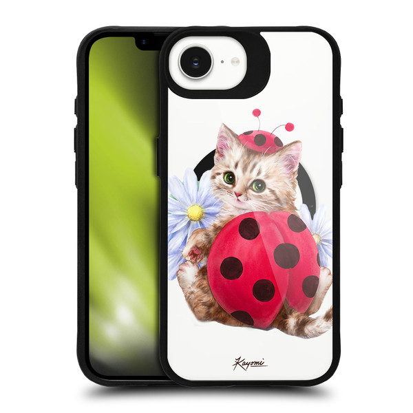 Kayomi Harai Animals Ladybug Cat BLACK SHOCKPROOF BUMPER CASE COMPATIBLE WITH Apple iPhone 16e / Apple iPhone 17e & MAGSAFE