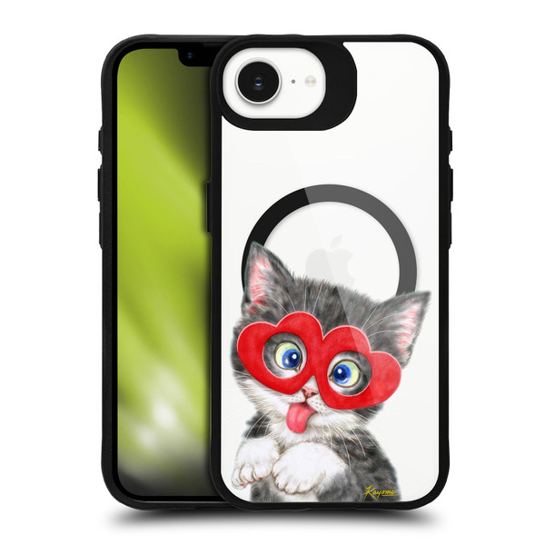 Kayomi Harai Animals Silly Kitten BLACK SHOCKPROOF BUMPER CASE COMPATIBLE WITH Apple iPhone 16e / Apple iPhone 17e & MAGSAFE