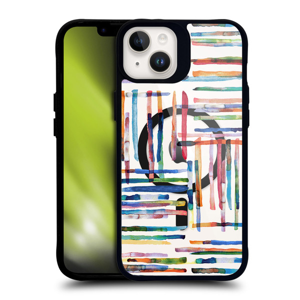 Ninola 2025-26 Collection Modern Scandi Stripes BLACK SHOCKPROOF BUMPER CASE COMPATIBLE WITH Apple iPhone 14 Plus & MAGSAFE