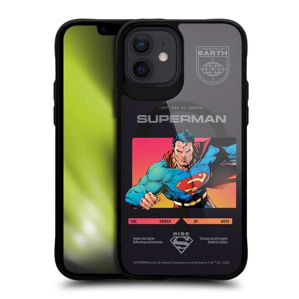 Superman DC Comics Logos and Comics Gradient BLACK SHOCKPROOF BUMPER CASE COMPATIBLE WITH Apple iPhone 12 / iPhone 12 Pro & MAGSAFE