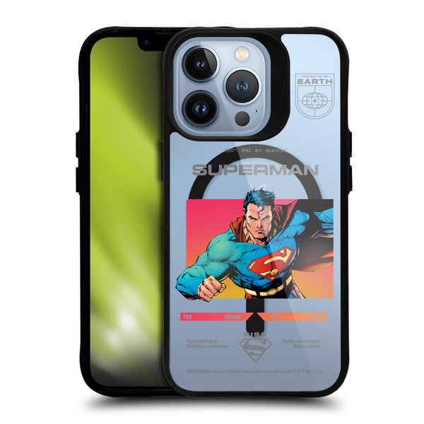 Superman DC Comics Logos and Comics Gradient BLACK SHOCKPROOF BUMPER CASE COMPATIBLE WITH Apple iPhone 13 Pro & MAGSAFE