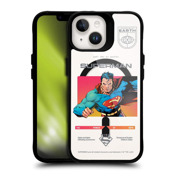 Superman DC Comics Logos and Comics Gradient BLACK SHOCKPROOF BUMPER CASE COMPATIBLE WITH Apple iPhone 14 & MAGSAFE
