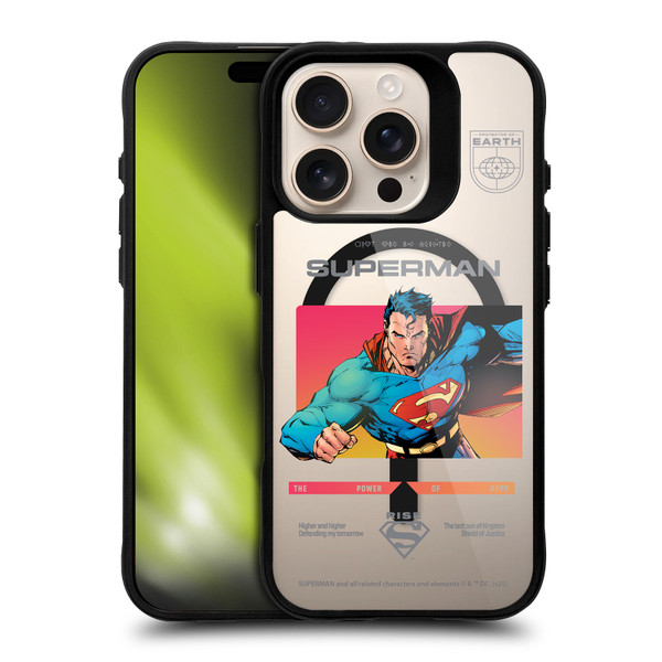 Superman DC Comics Logos and Comics Gradient BLACK SHOCKPROOF BUMPER CASE COMPATIBLE WITH Apple iPhone 16 Pro & MAGSAFE