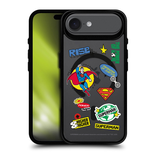 Superman DC Comics Logos and Comics Icons BLACK SHOCKPROOF BUMPER CASE COMPATIBLE WITH Apple iPhone 17 Air & MAGSAFE