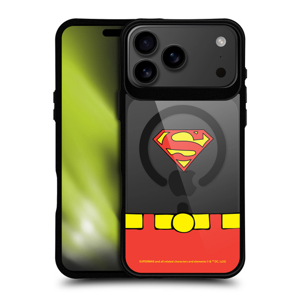 Superman DC Comics Logos and Comics Costume BLACK SHOCKPROOF BUMPER CASE COMPATIBLE WITH Apple iPhone 17 Pro Max & MAGSAFE