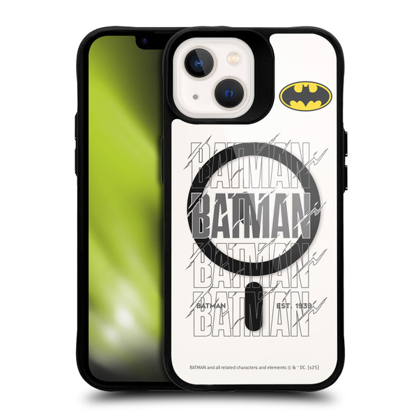 Batman DC Comics Logos and Comics Bold BLACK SHOCKPROOF BUMPER CASE COMPATIBLE WITH Apple iPhone 13 & MAGSAFE